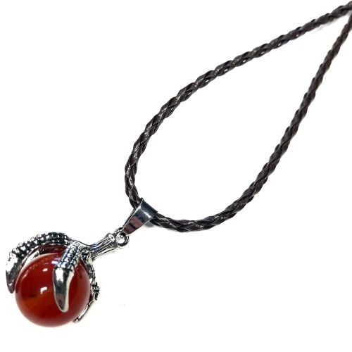 Dragon Claw Gemstone pendant on waxed cord - Carnelian